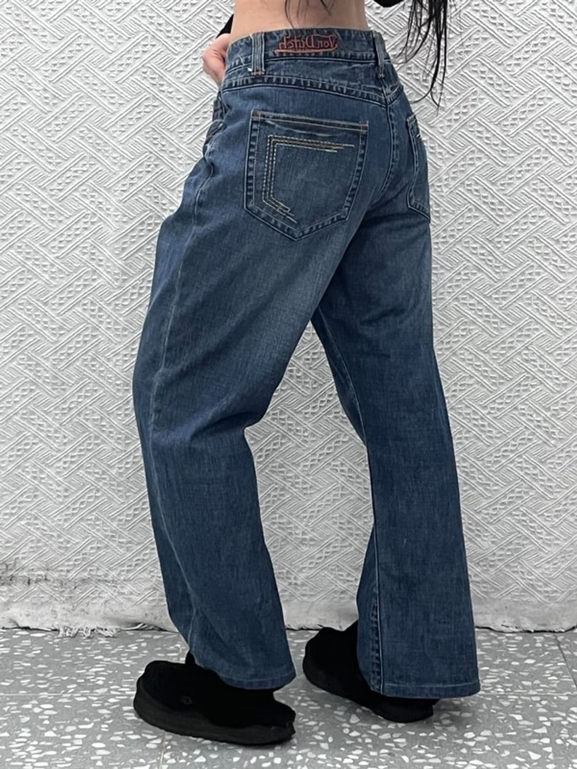 본 더치 레트로 키치 그로테스크 자수 데님팬츠 34인치 C09637 상품이미지1