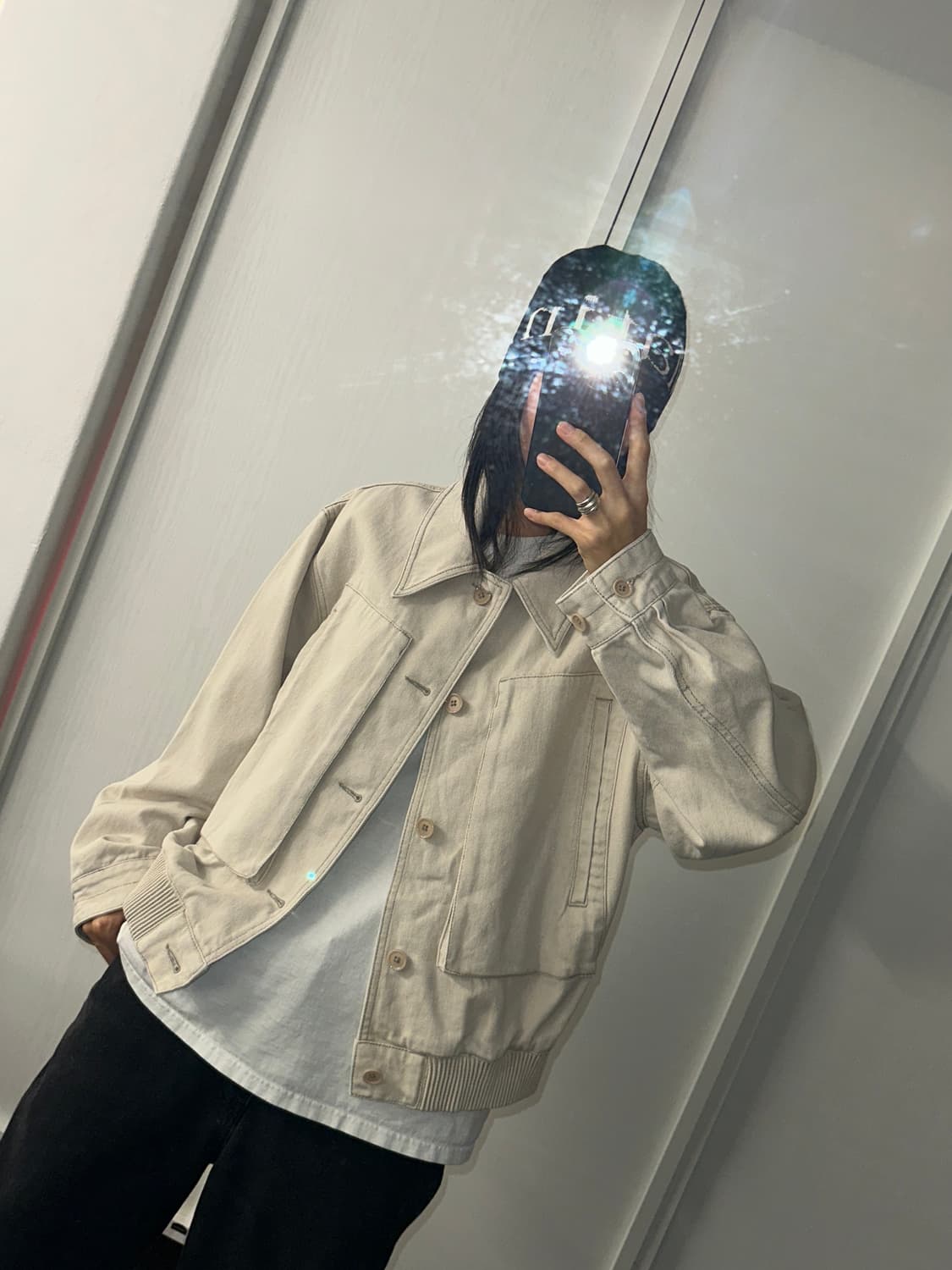 인사일런스 데님 코튼 자켓 M(연베이지) 상품이미지1
