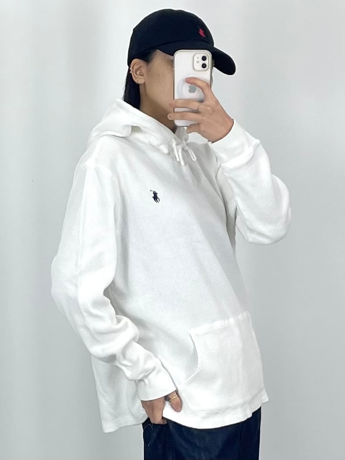 [L]폴로 네이비포니 화이트 와플 후드티CK9777 상품이미지2