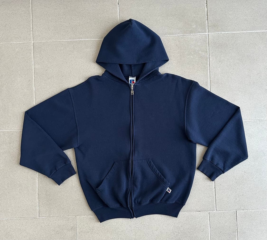 90s 빈티지 러셀 후드집업 네이비 M 상품이미지1