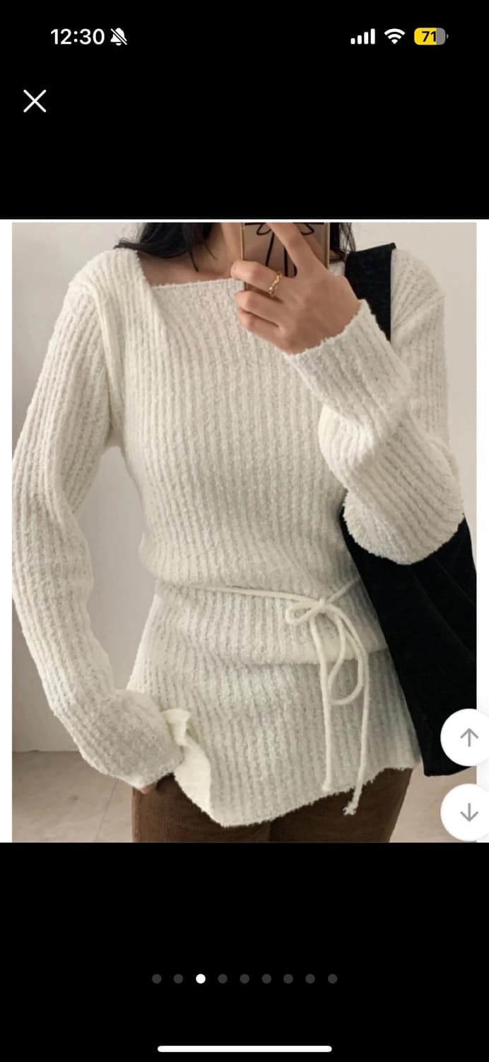 부클 트임 보트넥 셔링 니트 상품이미지4