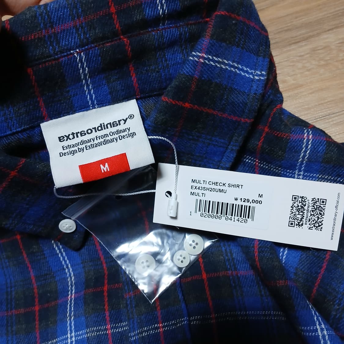 택붙은 미사용 엑스트라오디너리 셔츠 체크 남방 상품이미지2