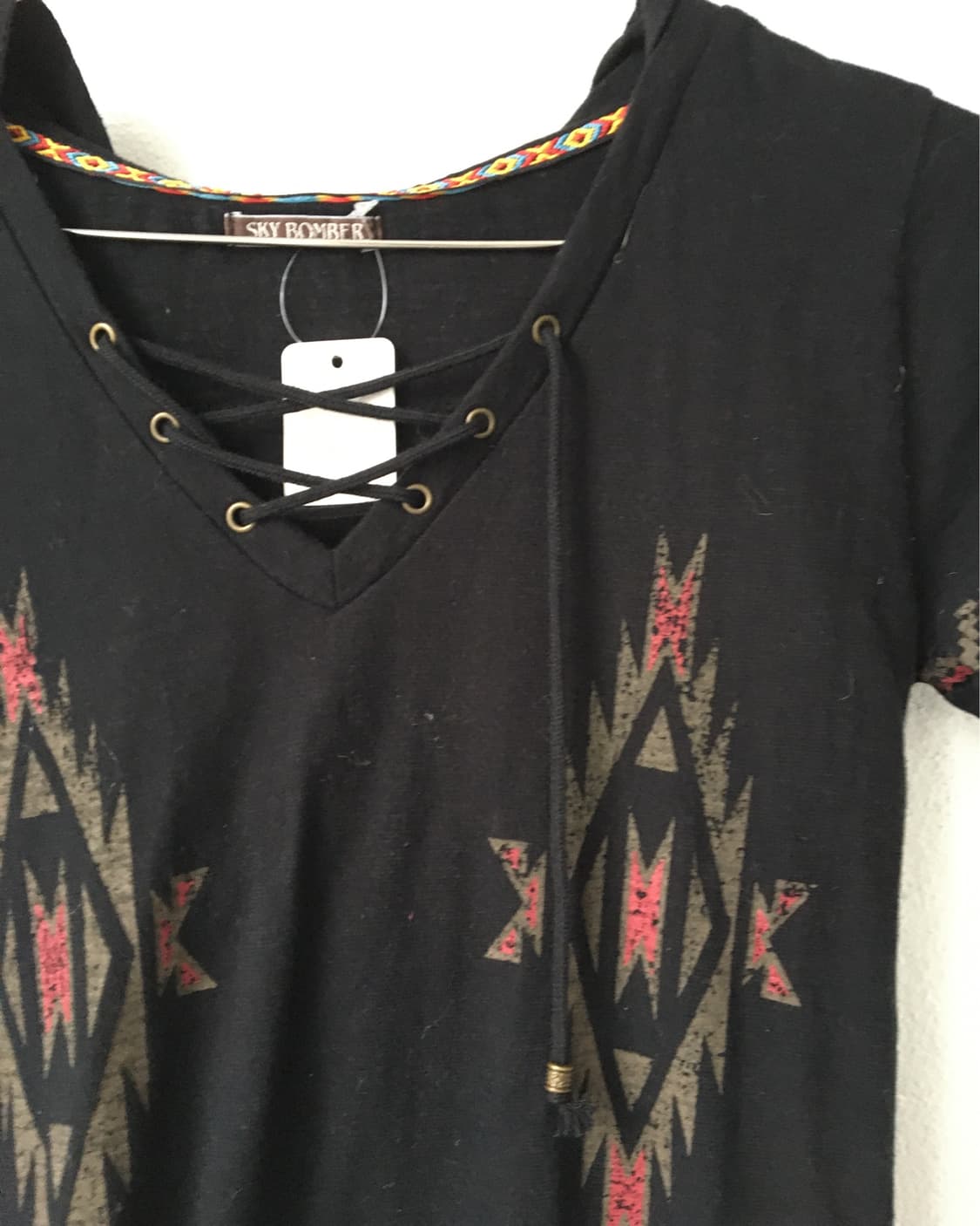 Navaho point lace up hood t shirt 상품이미지6