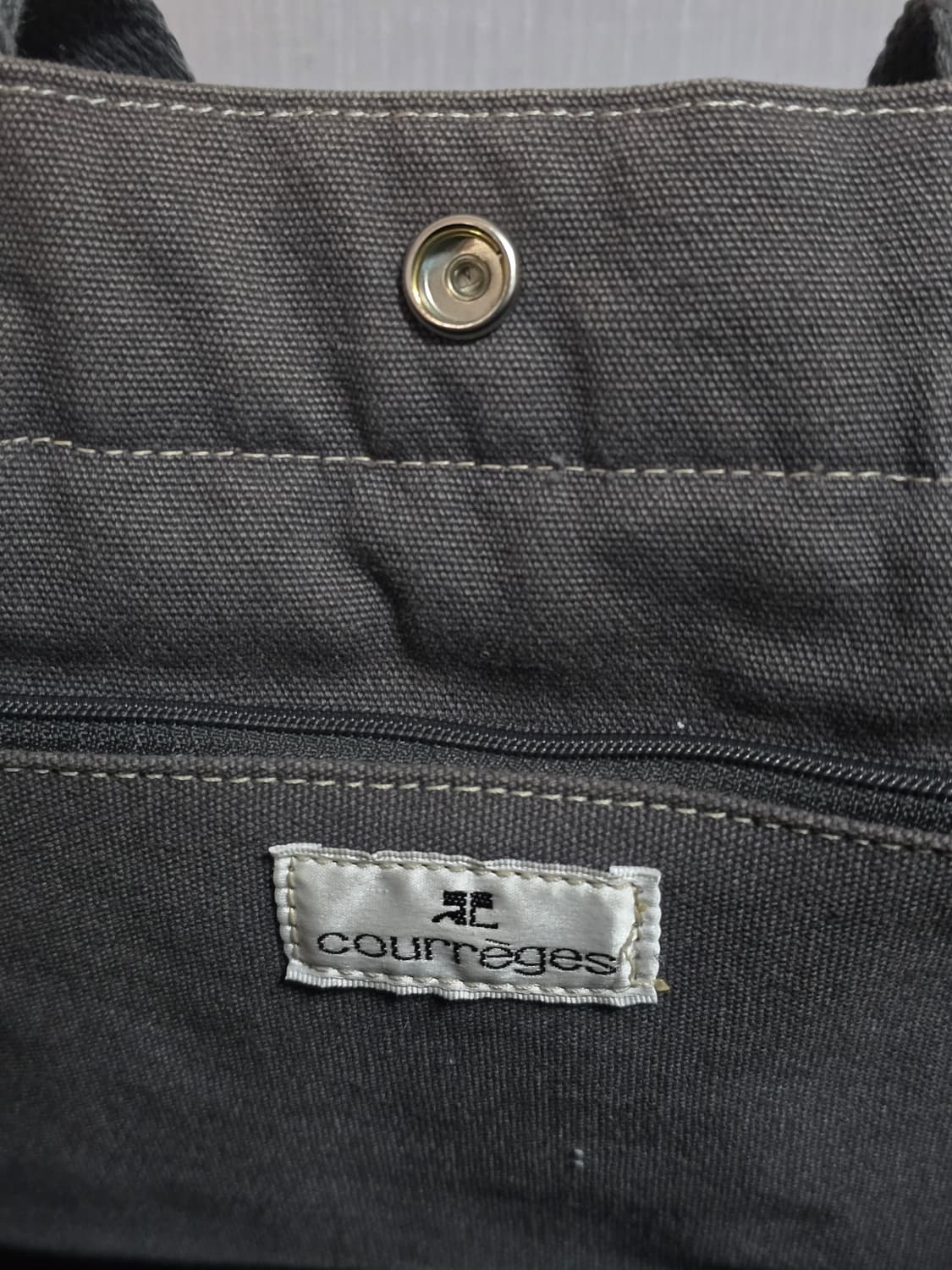 Courreges 꾸레쥬 챠콜 패브릭 캔버스 토트백 상품이미지6