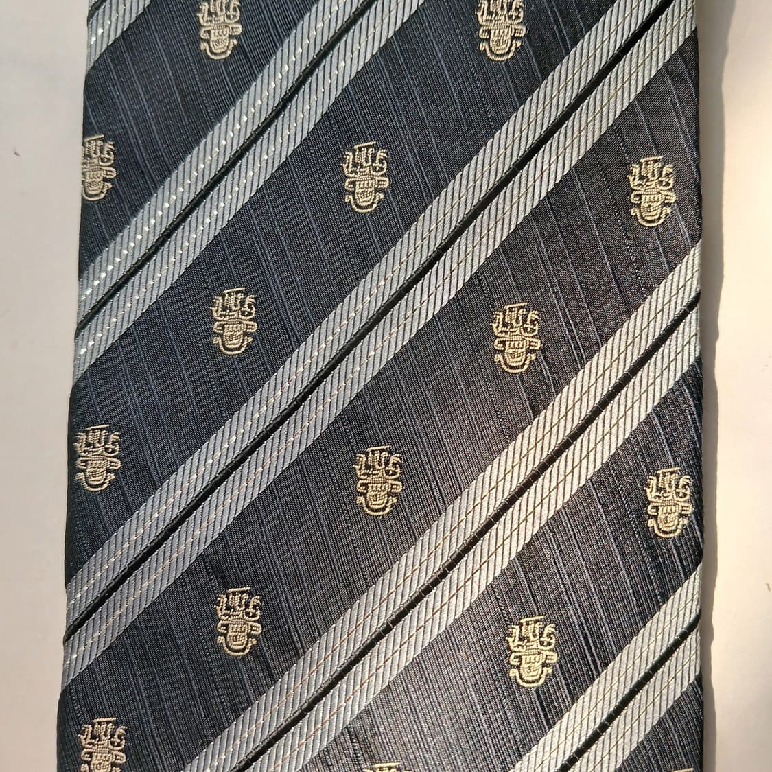 아쿠아스큐텀 스트라이프 로고 패턴 넥타이 9.4cm A+등급 E778 상품이미지5