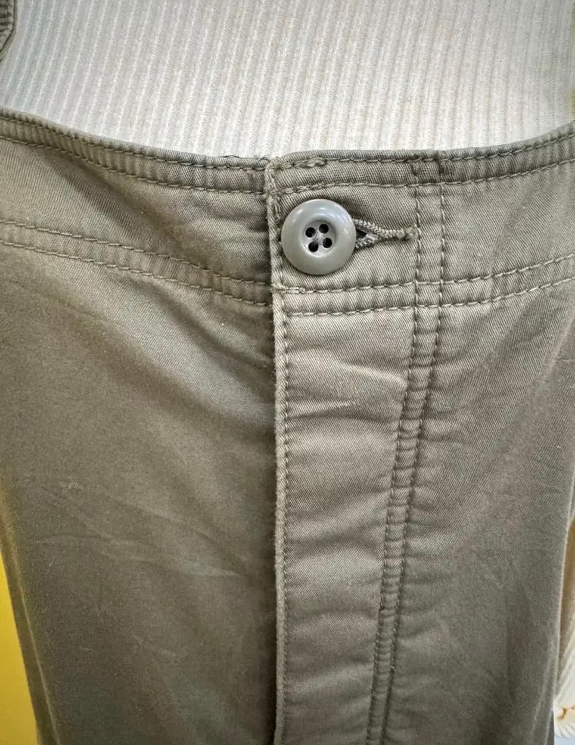 JPN/카키 워크웨어 점퍼스커트/안감있는 서스펜더 원피스 M 상품이미지5