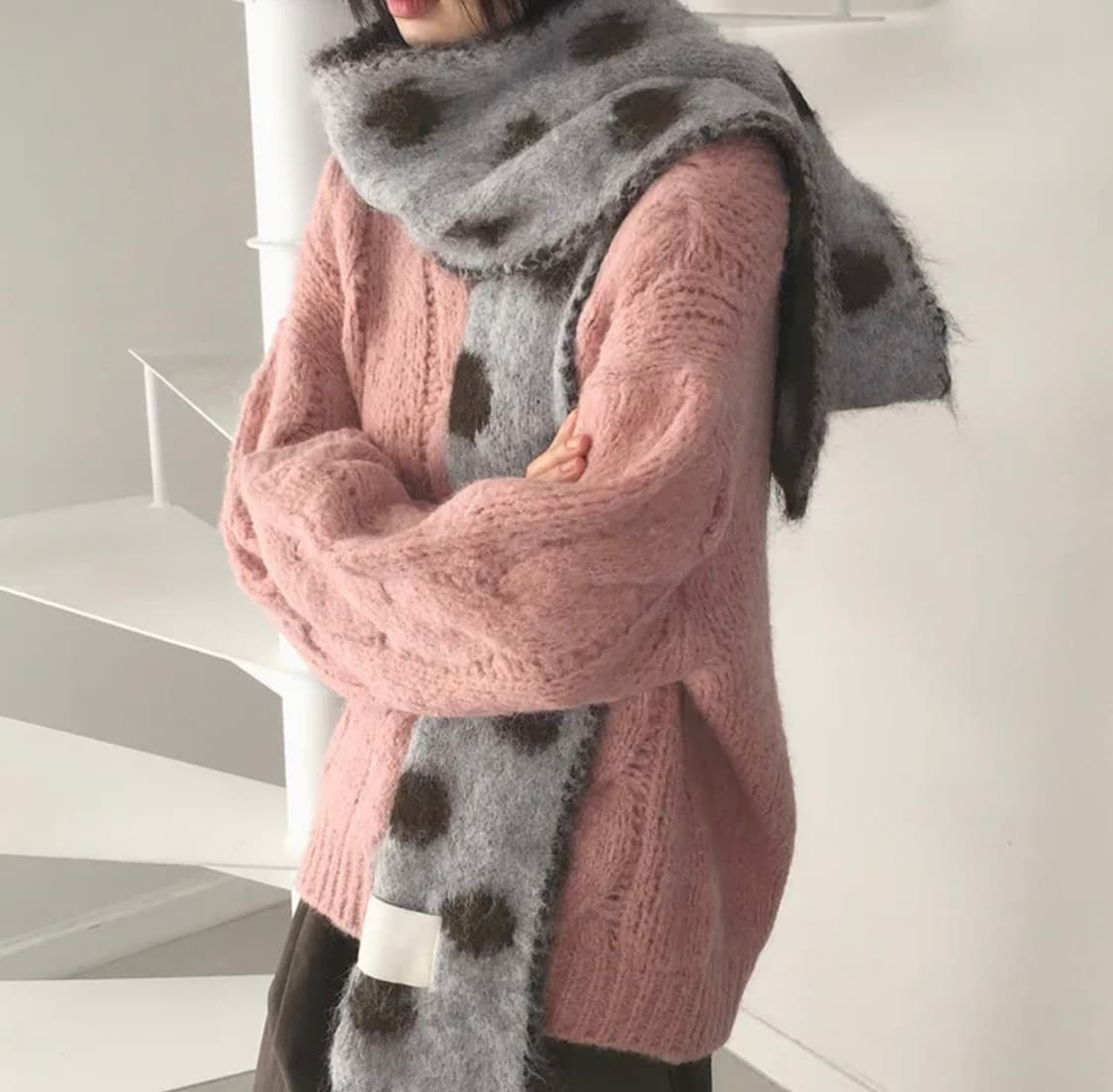 원더원더 도트 목도리 블랙화이트 상품이미지1