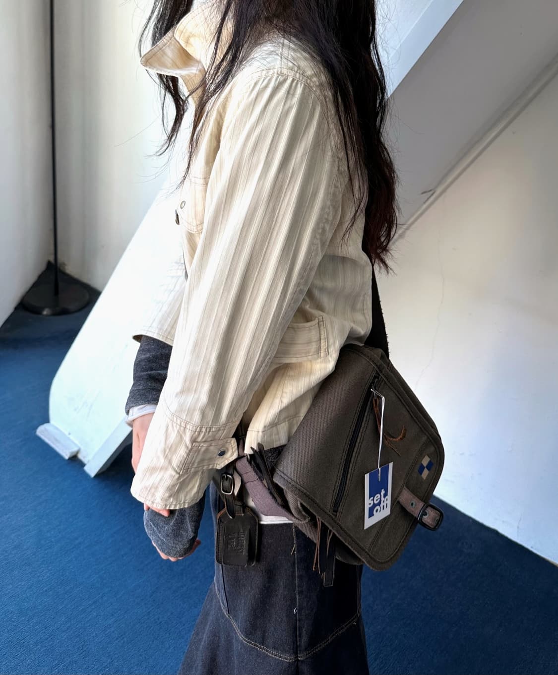 Natural cotton nylon wide silhouette cro 상품이미지6