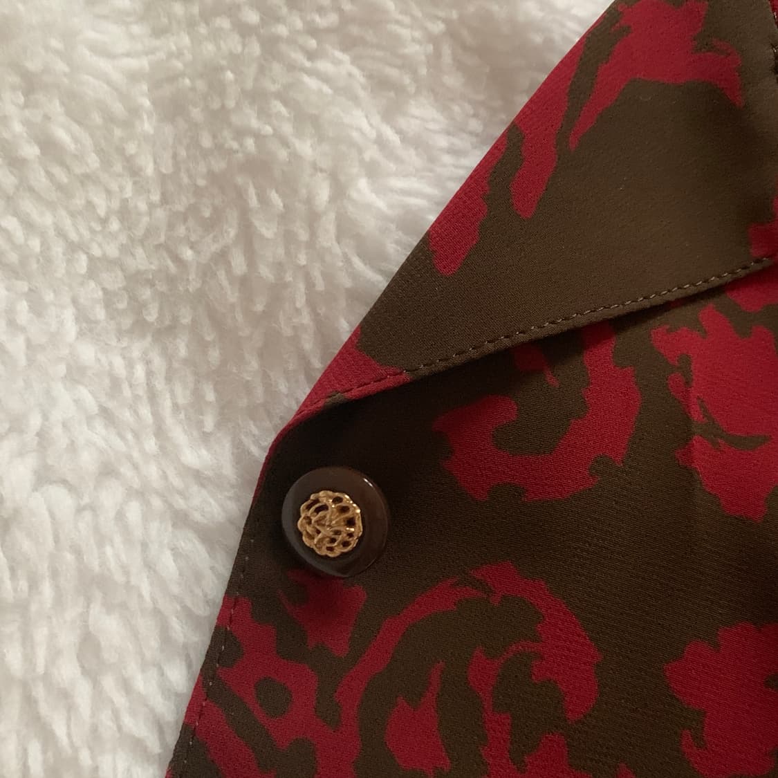 일본 빈티지 amanjacky 레트로 리프 패턴 쉬폰 블라우스 상품이미지6