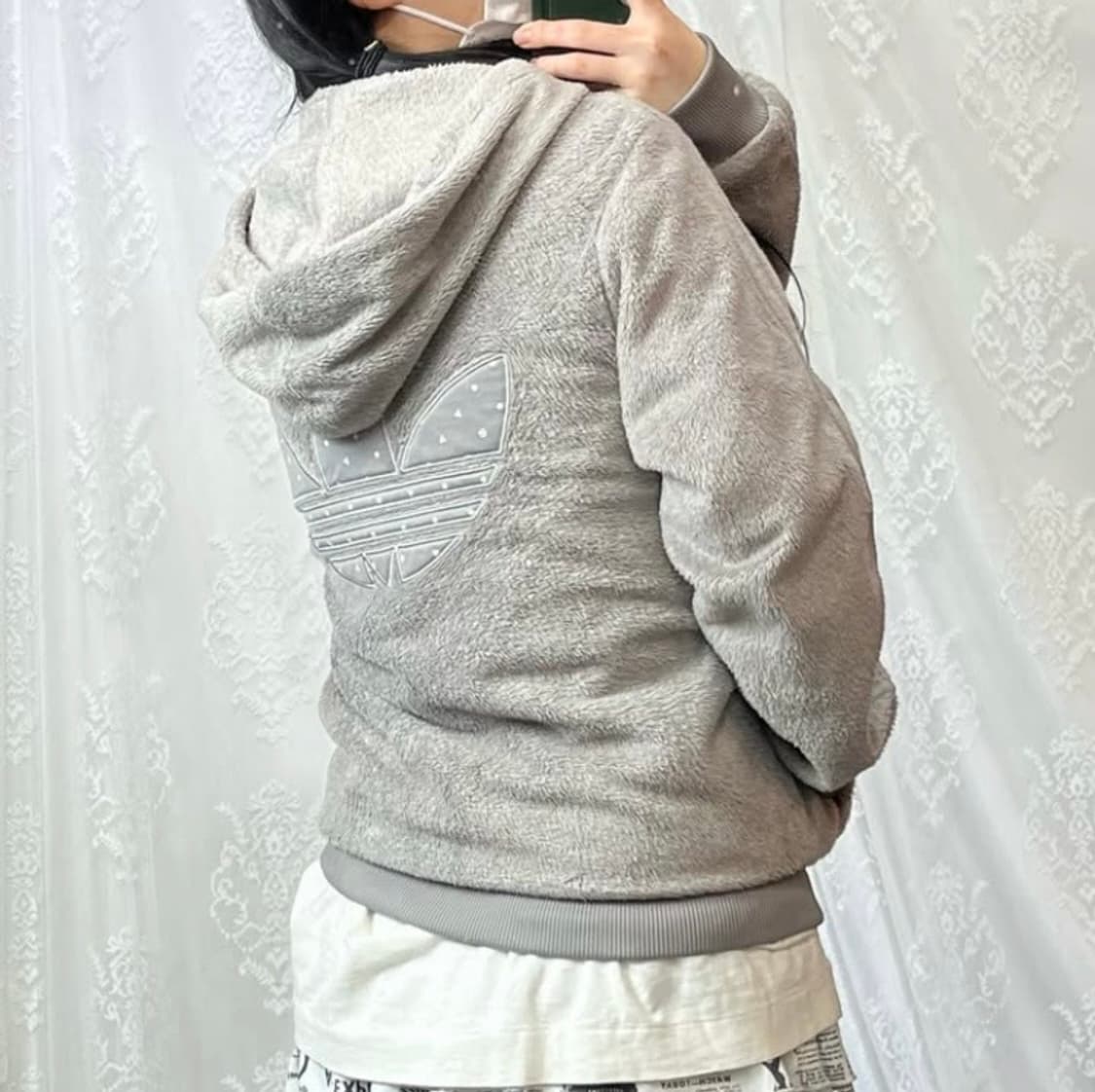 아디다스 쉐르파 후리스 후드집업 그레이 상품이미지2