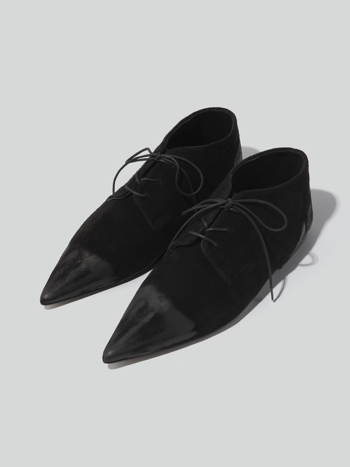 렉토 스웨이드 하이넥 포인트 토 더비 슈즈 부츠 블랙 상품이미지1