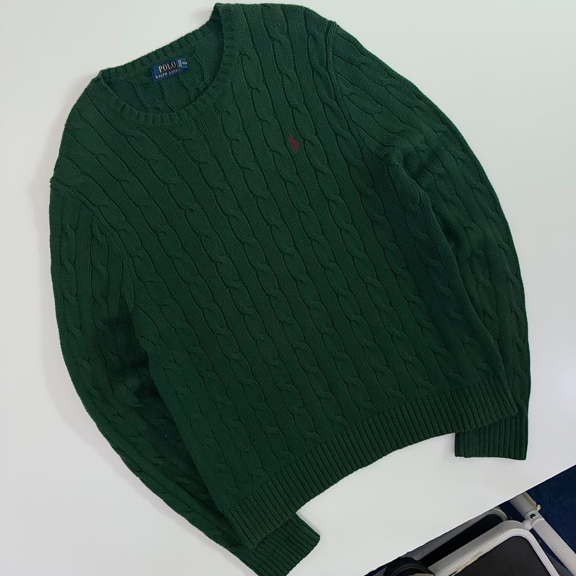 Polo 폴로 랄프로렌 신형 딥그린 케이블 라운드 니트 상품이미지2
