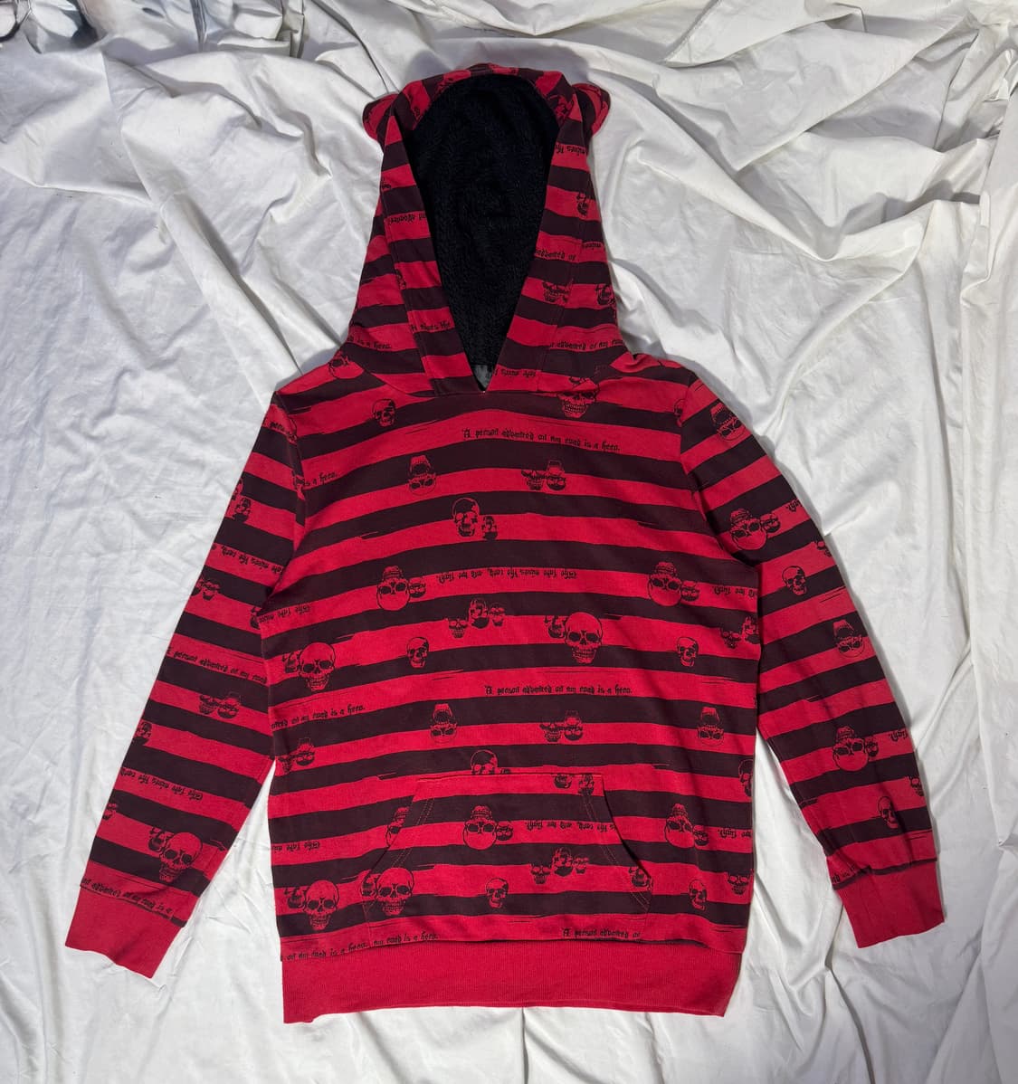 Dig deep 캣 이어 레터링 스컬 후드티 y2k punk 펑크 상품이미지5