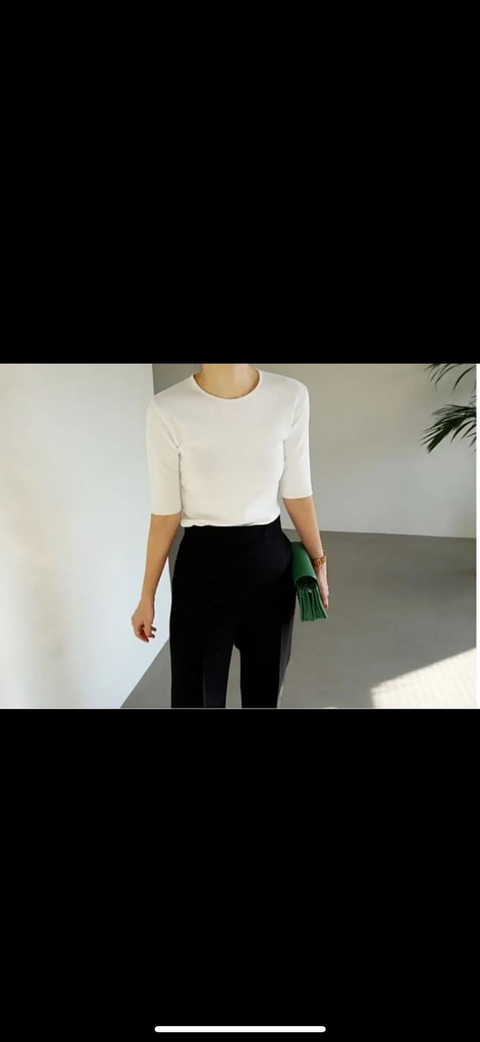 오르 라운드 고밀도 5부 니트 화이트,블랙 상품이미지2