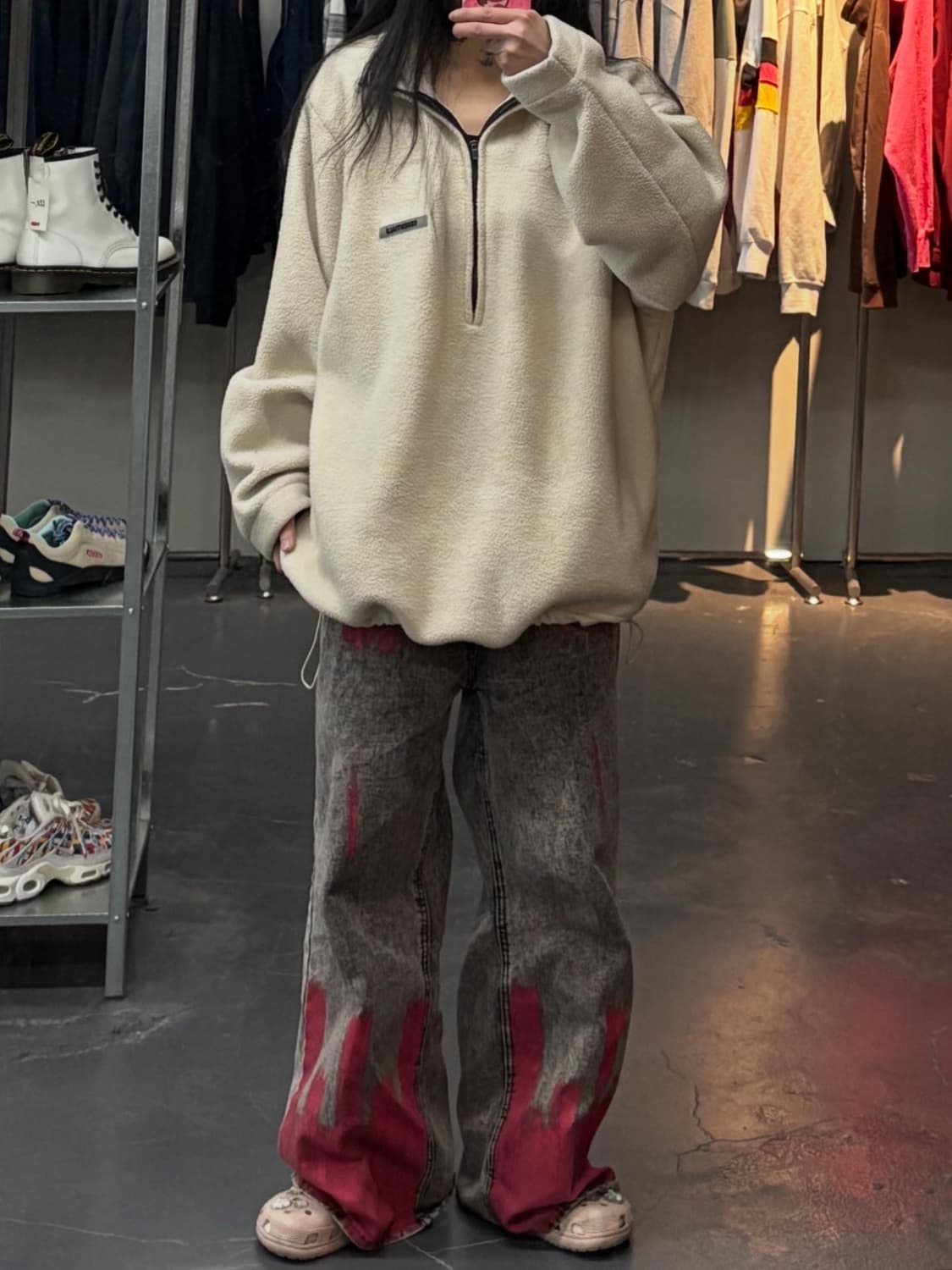 에센셜 아이보리 반집업 플리스 A3437 상품이미지1