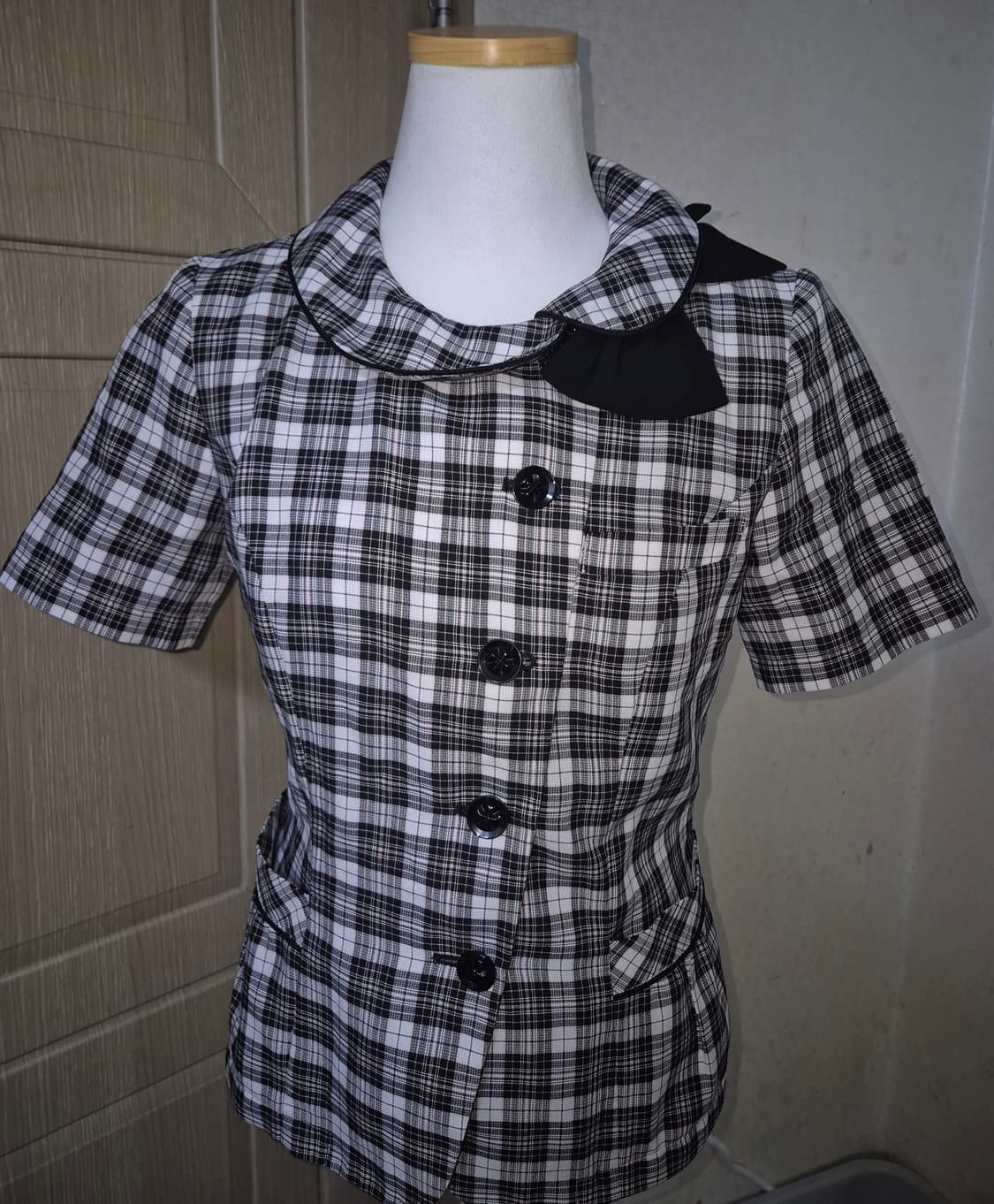 블랙핑크 체크 러블리 셔츠 상품이미지1