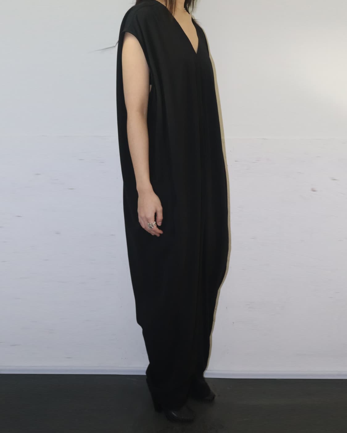 릭 오웬스 15SS "FAUN" 브이넥 점프슈트 블랙 상품이미지2