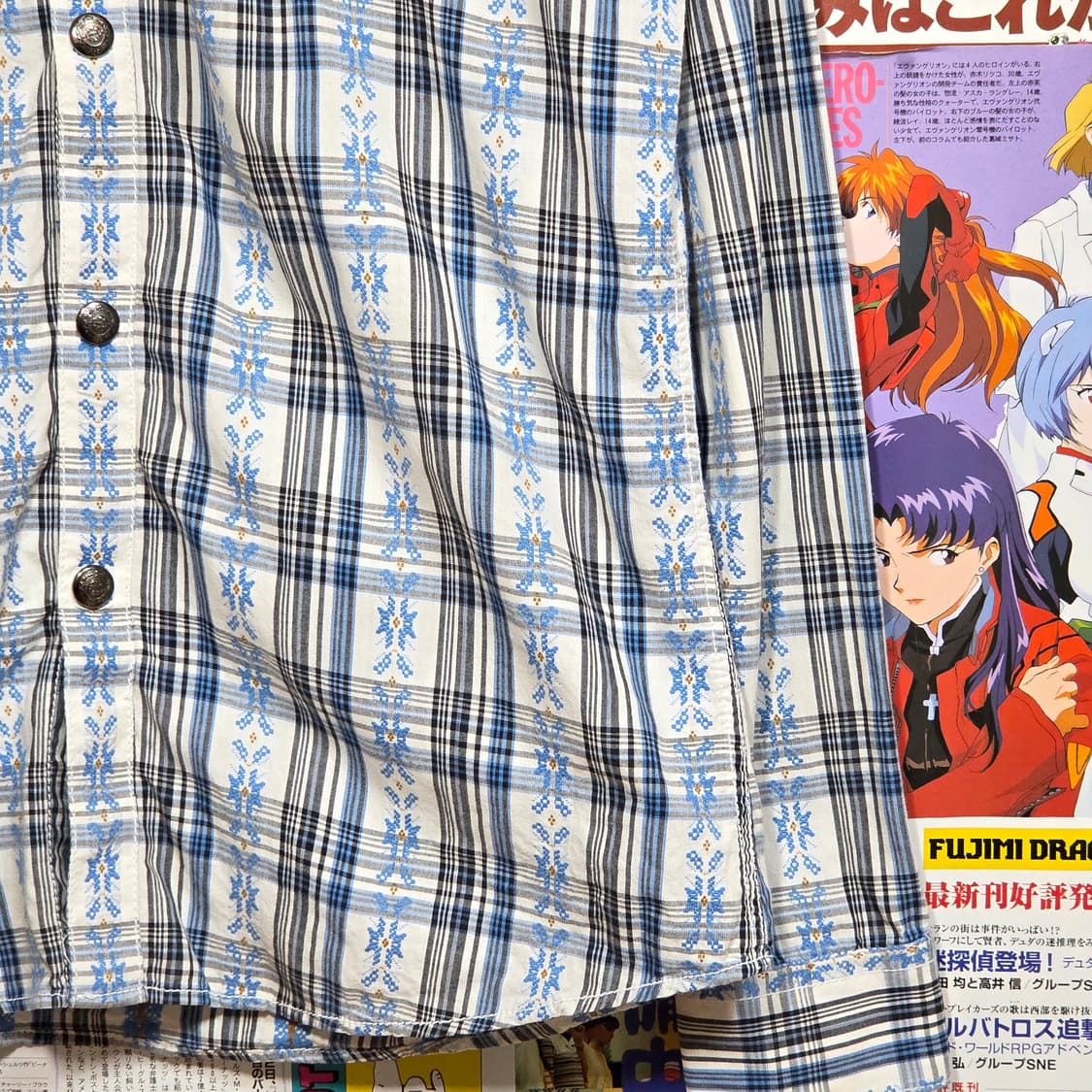 JPN 펑크 스터드 웨스턴 체크 셔츠 상품이미지4