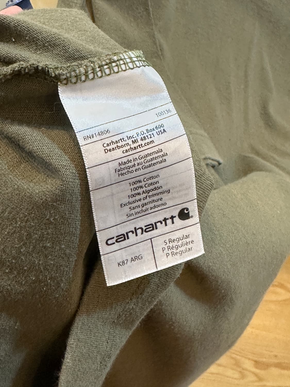 칼하트 포켓 반팔 티셔츠 올리브 S 상품이미지4