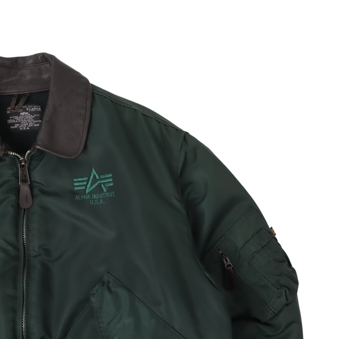 알파인더스트리 그린 cwu-45p 레더카라 자켓 상품이미지3