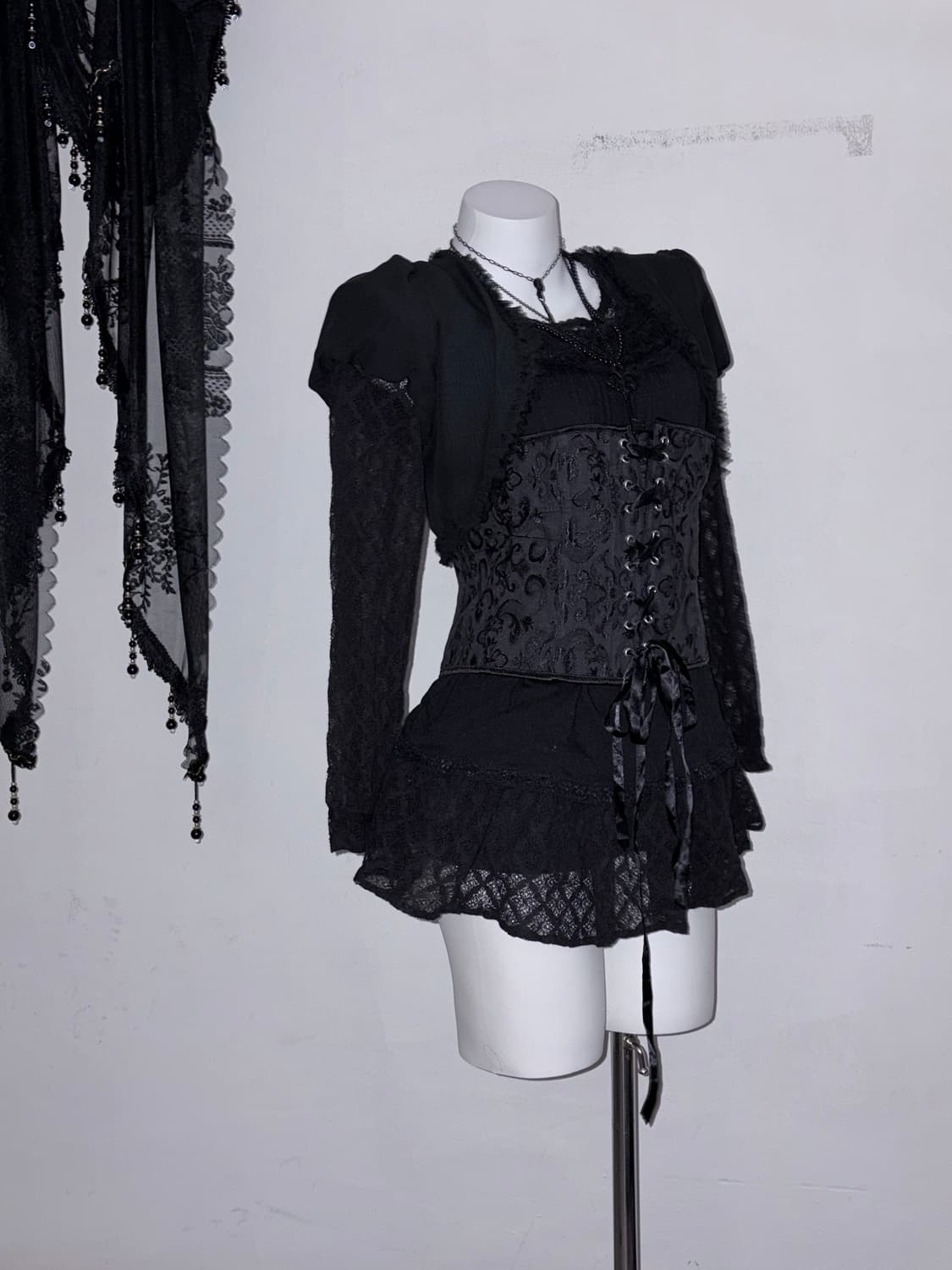 고딕앤젤세트 고스 다크페어리 3pcs 레이스, 볼레로, 코르셋 상품이미지2