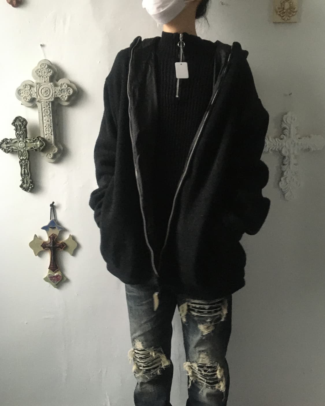 Lettering pattern hood zip up 상품이미지8