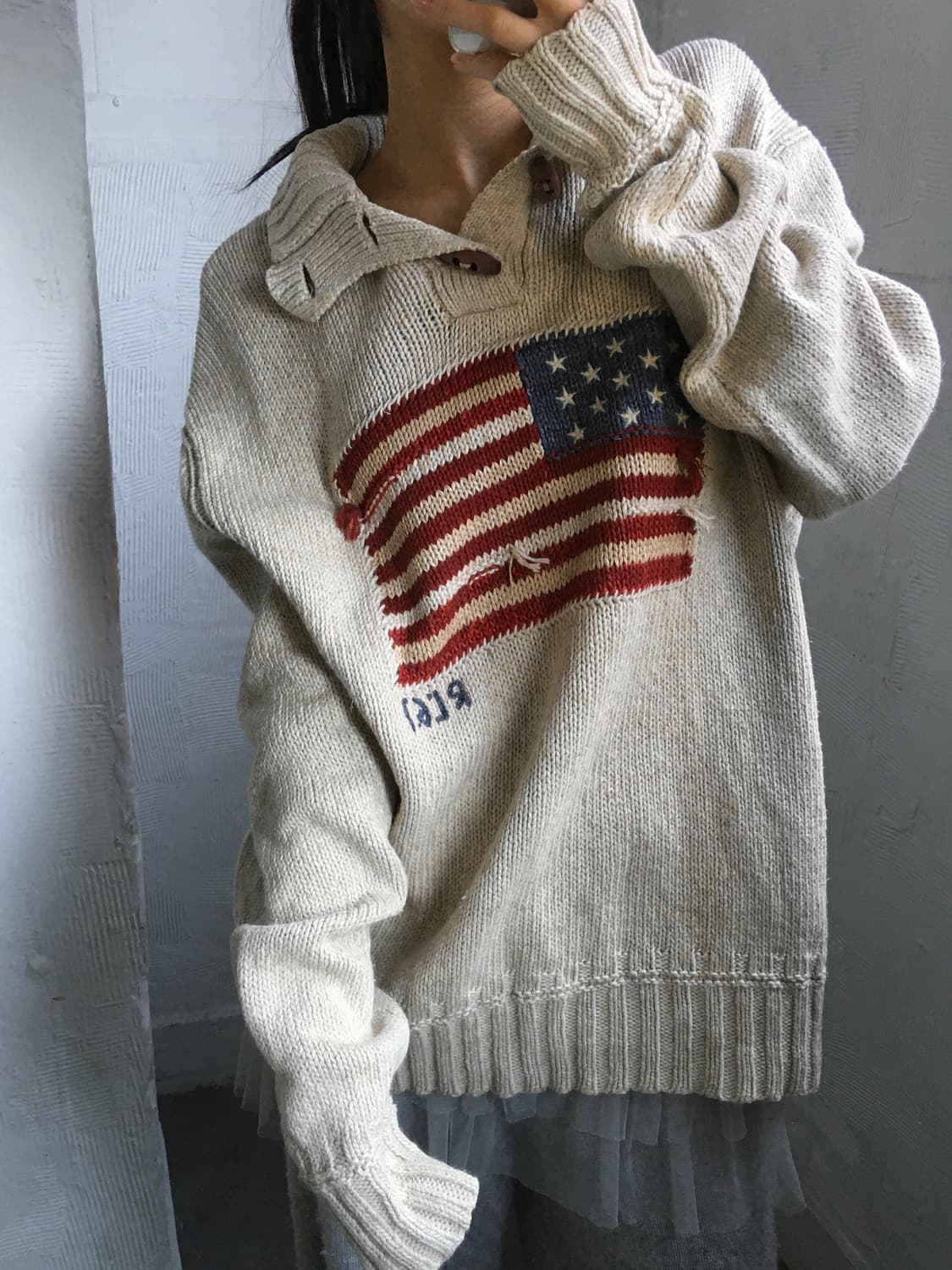 폴로랄프로렌 성조기 베이지 토글 버튼 니트 상품이미지2