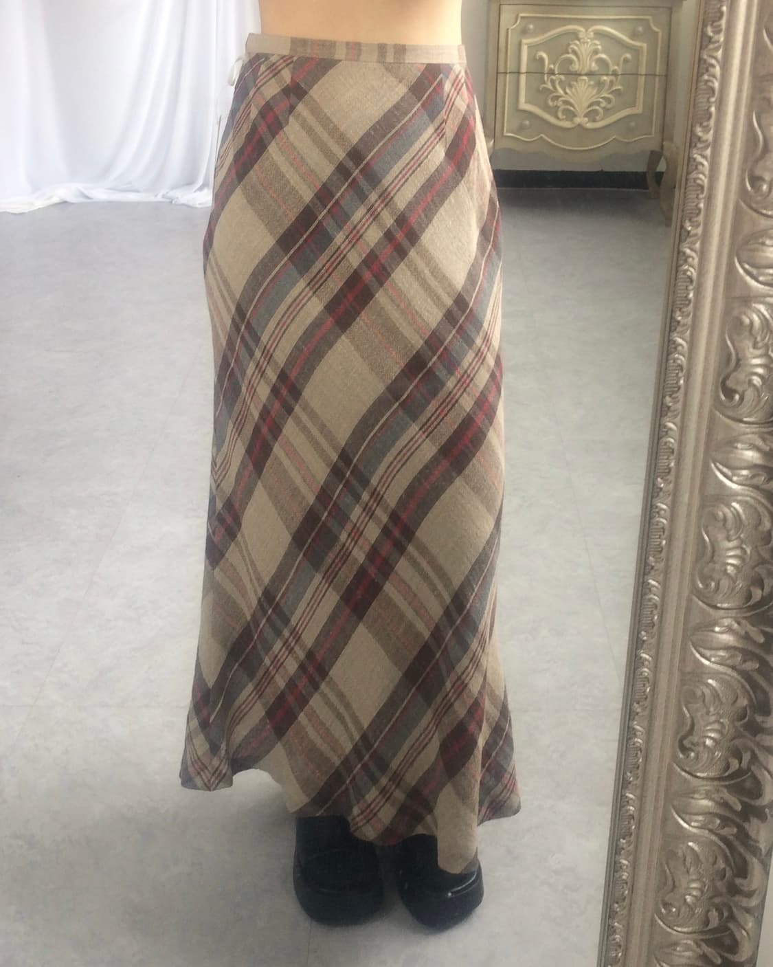Check pattern long skirt 상품이미지3