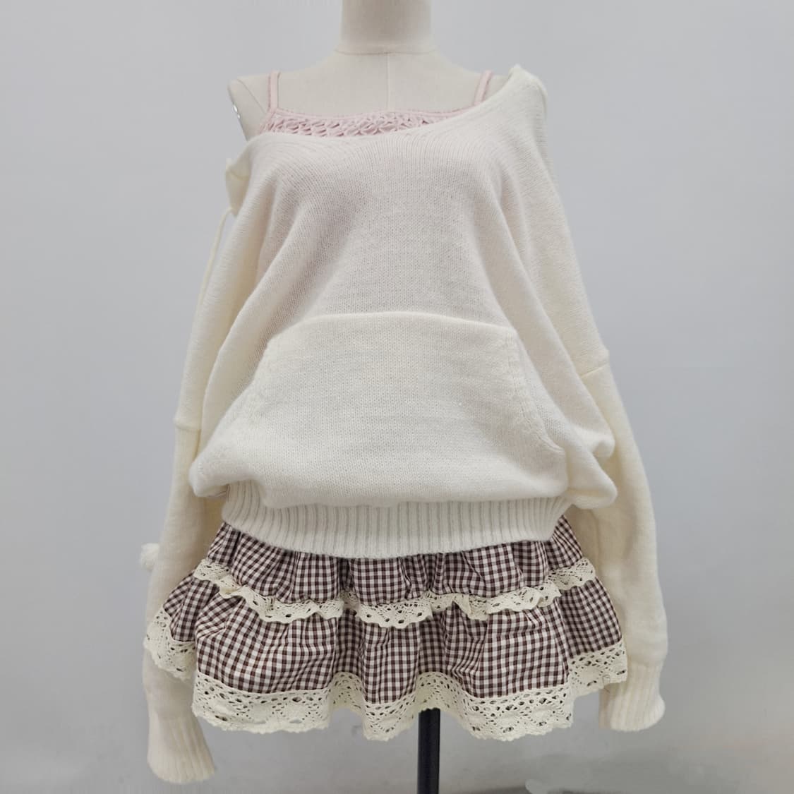 초코 체크 스커트 라떼갸루 히메갸루 러블리 갸루 히메카지 큐롯 스카판 상품이미지3