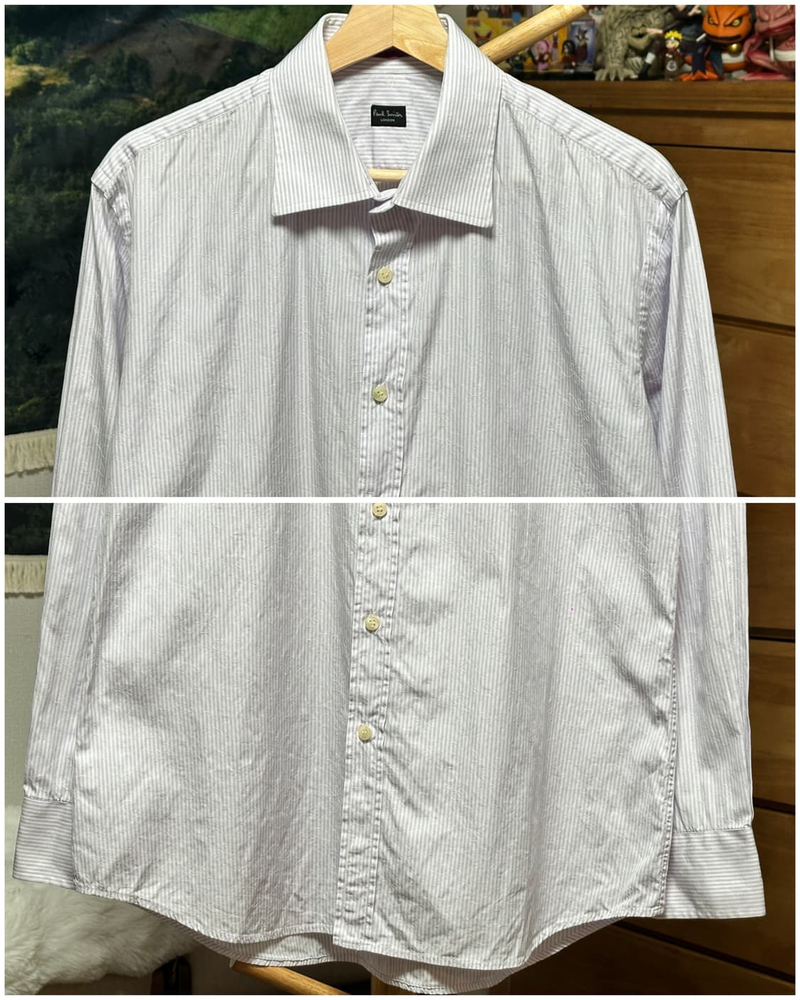 폴스미스 자수 스트라이프셔츠 16 1/2 42/105 라벤더 상품이미지2