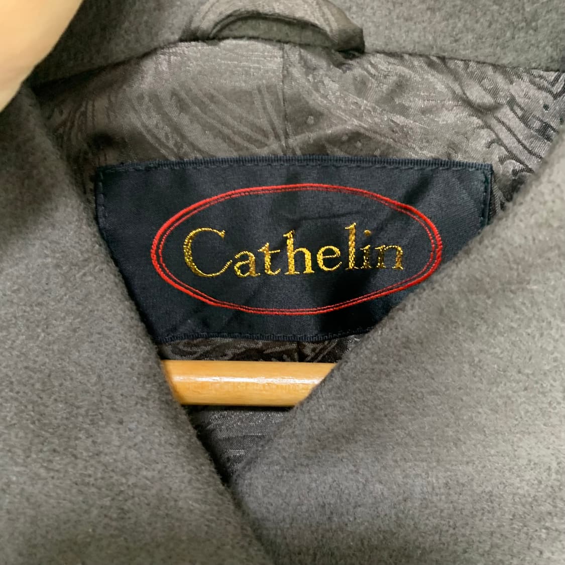 일본 빈티지 노카라 브라운 그레이 버튼 롱 코트 차이나카라 상품이미지4