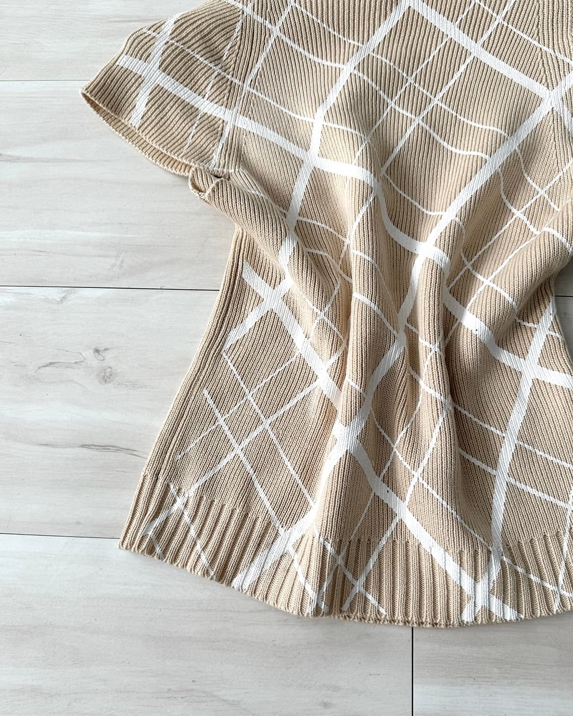 light beige check half top 상품이미지10