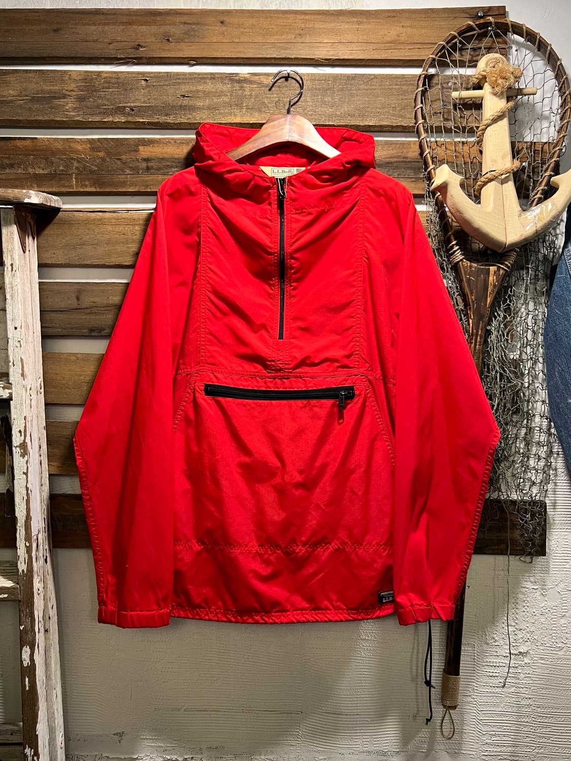 [M]80s 엘엘빈 USA Made 레드 나일론 하키팀 마운틴 아노락자켓 상품이미지1