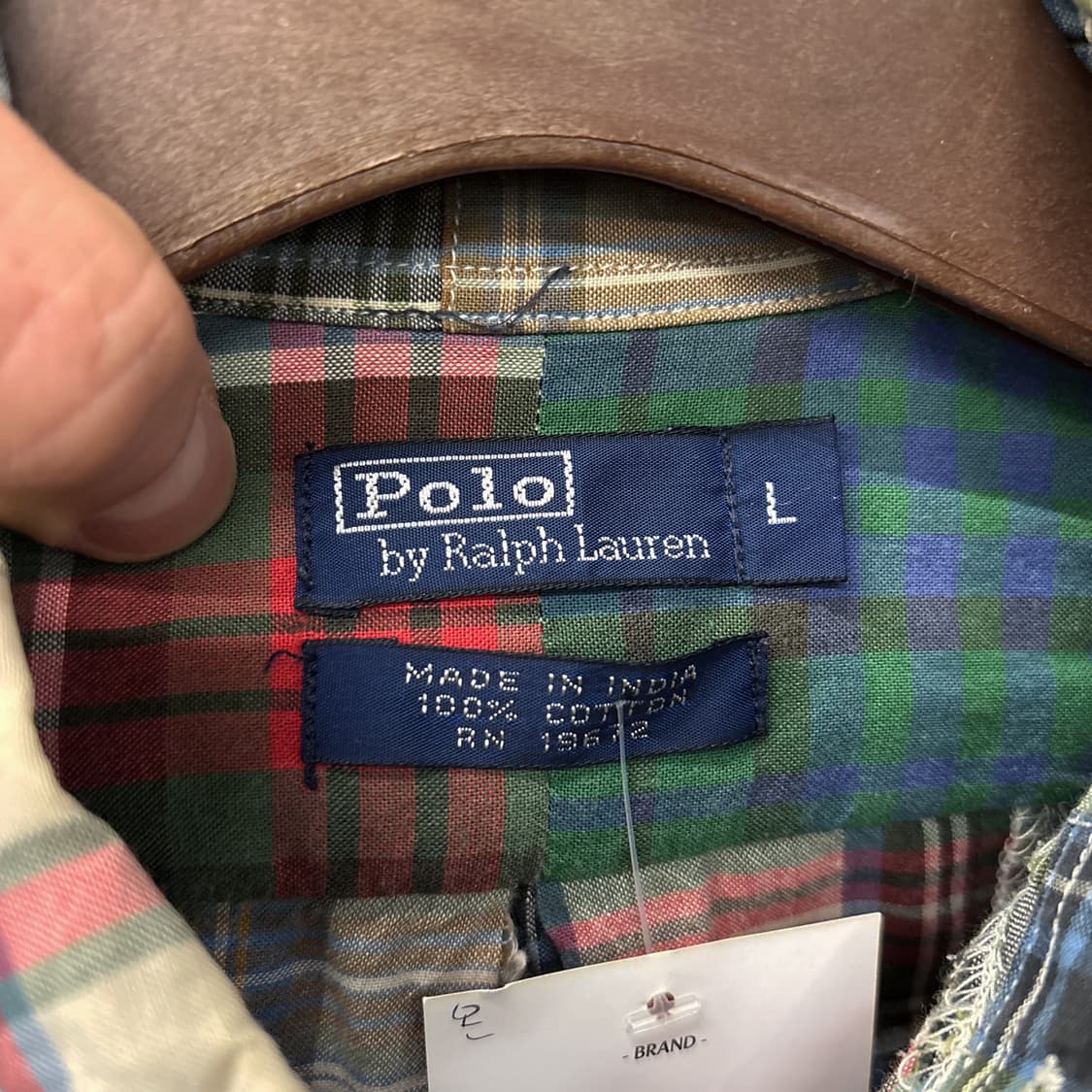 90s 폴로 랄프로렌 빈티지 마드라스 패치워크 버튼다운 셔츠 N874 상품이미지7