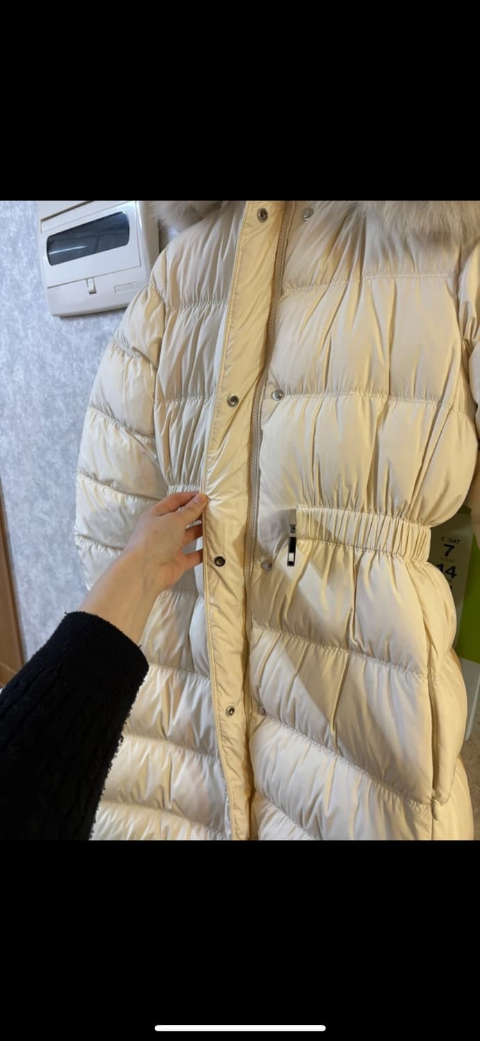 폭스퍼 벨트 롱패딩 덕다운100% 아이보리프리 판매 상품이미지8
