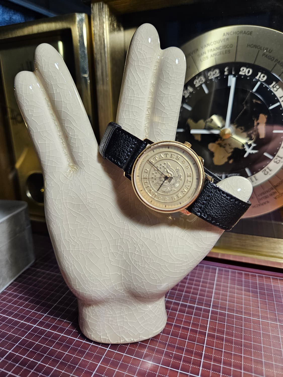 해밀턴 US Senate 상원 위원용 쿼츠 시계 블랙 가죽 상품이미지1