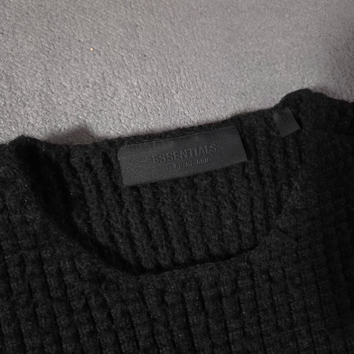 피어오브갓 에센셜 오버핏 헤비 와플 크루넥 니트 스웨터 M 블랙 상품이미지8
