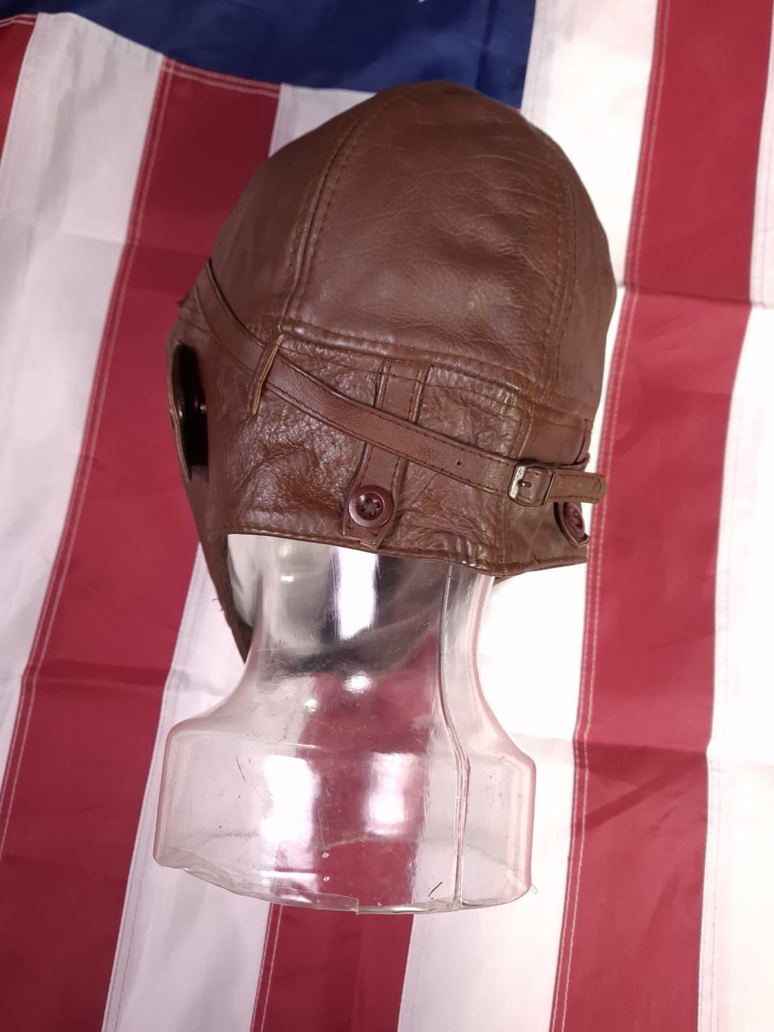 새제품급 밀텍사 WW1 복각 리얼레더 에어로스쿼드론 플라잉 헬멧 상품이미지6