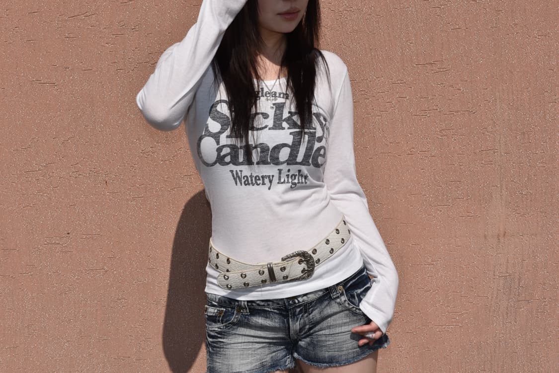 갸루 68 큐빅 화이트 슬리브 상품이미지7