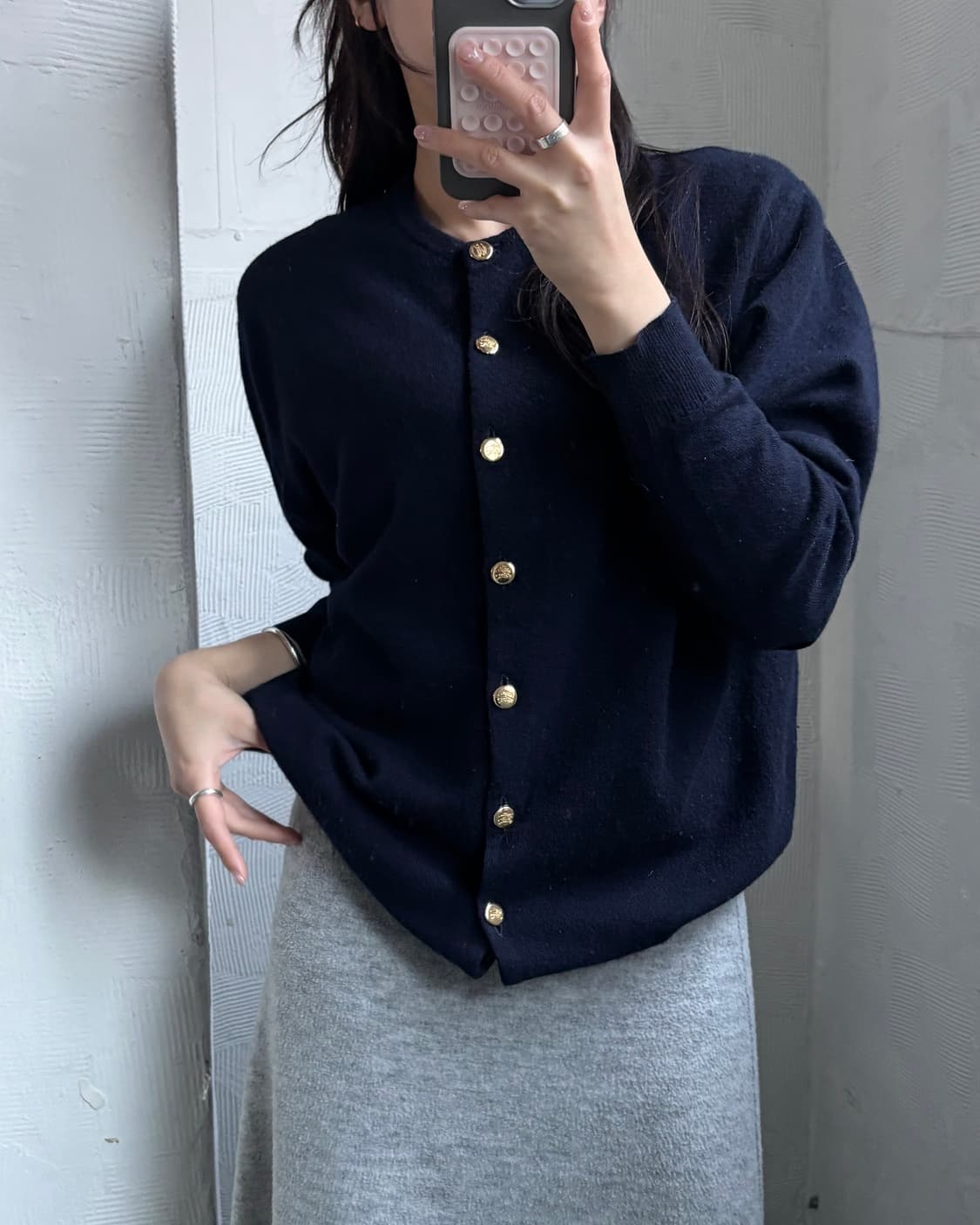 Burberrys 버버리 램스울 네이비 금장 가디건 상품이미지3