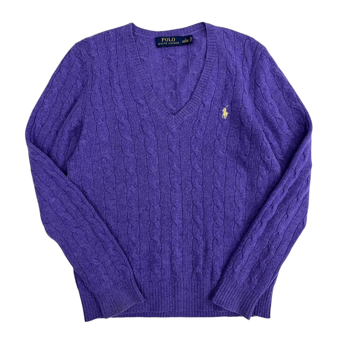 폴로 랄프로렌 옐로우포니 퍼플 꽈배기 브이넥 니트 S 상품이미지2