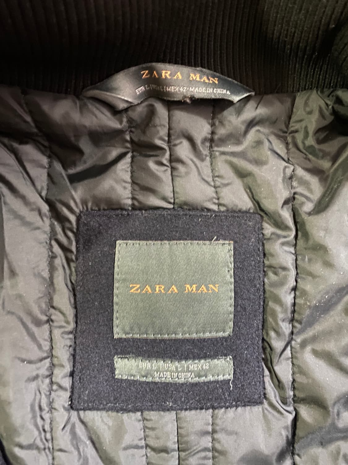 자라 맨 블랙 울 혼방 코트 L (100) 상품이미지3