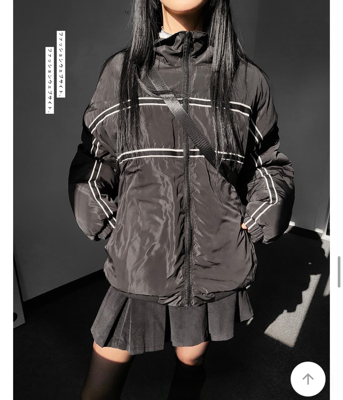 히키모드 스트릿 배색 라인포인트 오버핏 누빔 패딩 점퍼 상품이미지4