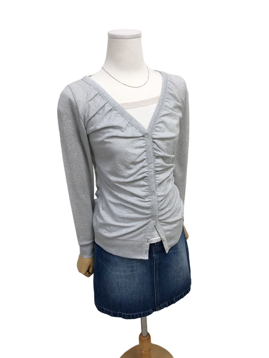 연그레이 글리터 셔링 가디건 상품이미지5