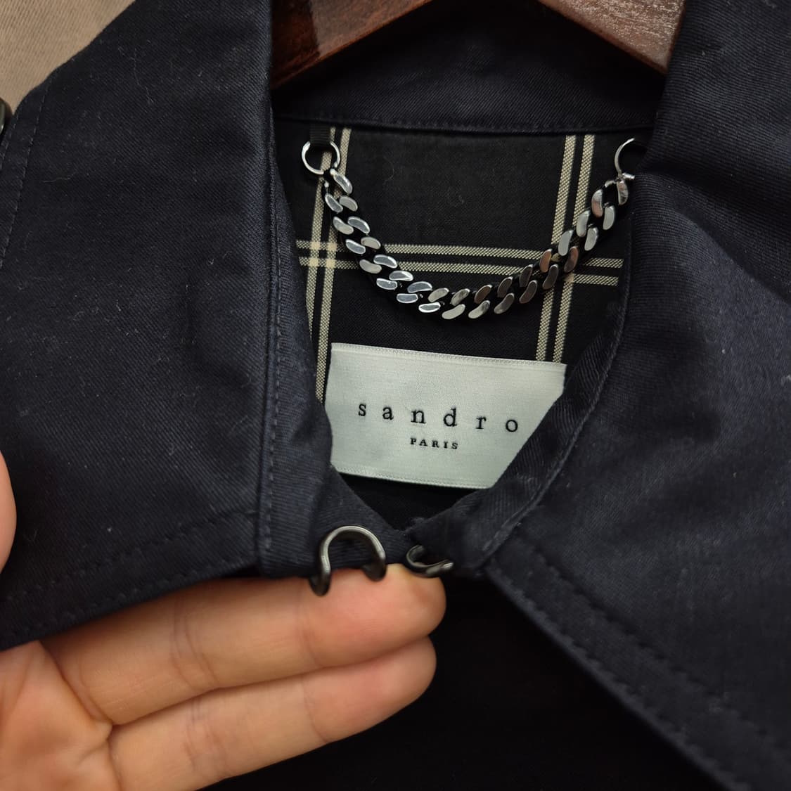 산드로 슬림핏 클래식 더블 브레스티드 트렌치코트 M 상품이미지4