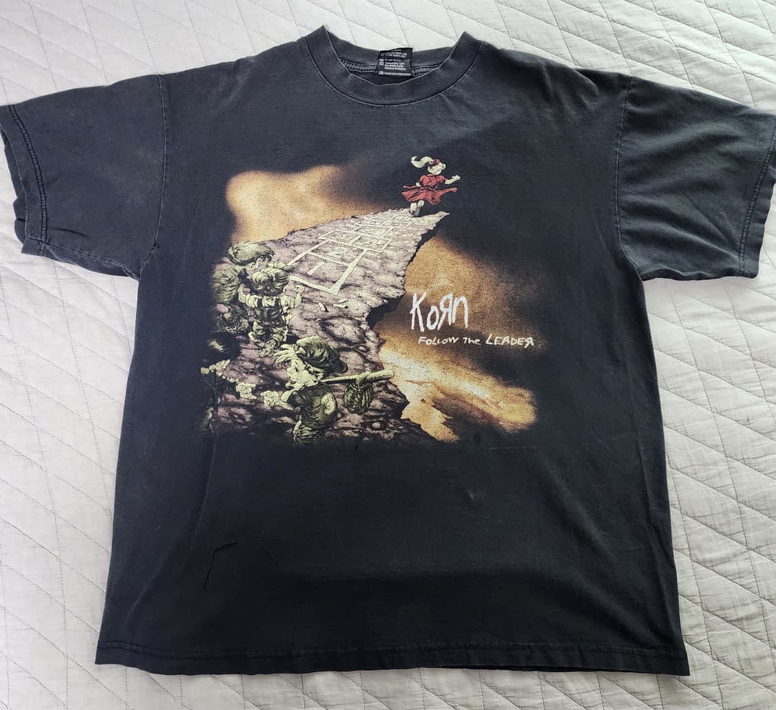 [L] 90s 콘 Korn 빈티지 밴드티 ver. 데미지 상품이미지1