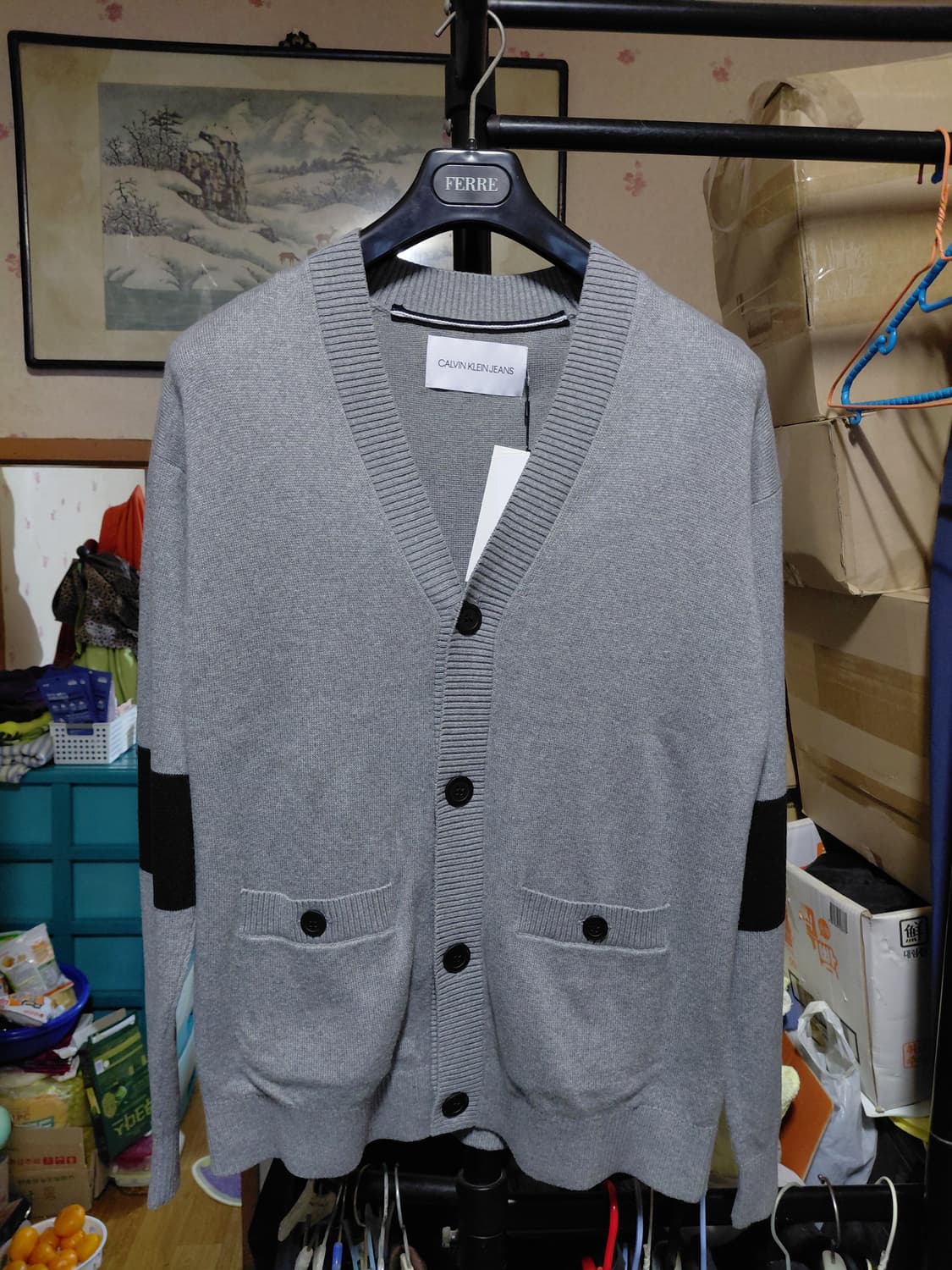 [켈빈클라인](새제품)오가닉코튼 블럭 니트 가디건 S(95)사이즈 상품이미지10