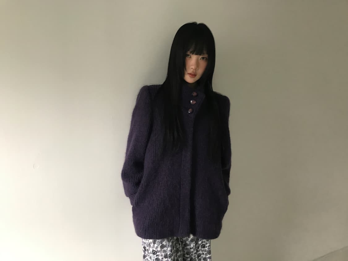 Highneck Button Knit Cardigan 상품이미지2