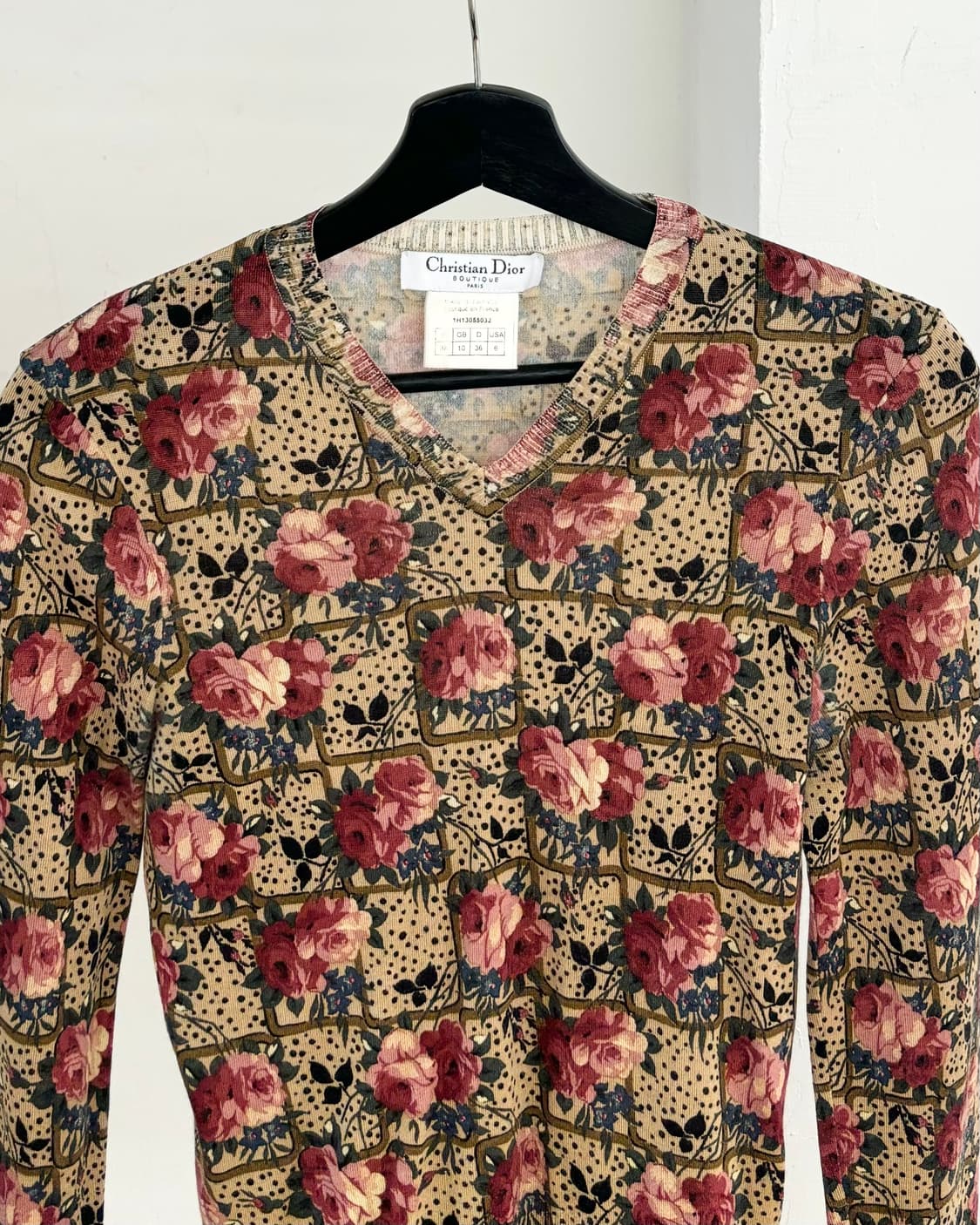 크리스찬 디올 플라워 빈티지 브이넥 니트 상품이미지2