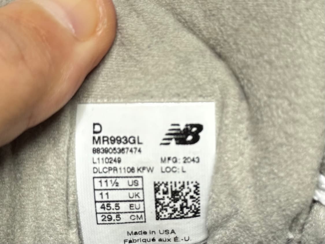 뉴발란스 993 발볼D  / 295사이즈 상품이미지7